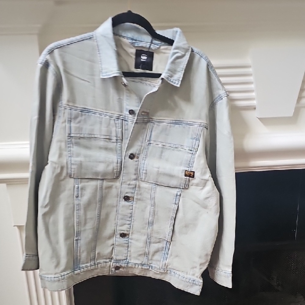 G-Star RAW Oversized Denim Jacket Vintage Akoya Blue Mercury Denim D24340 XS